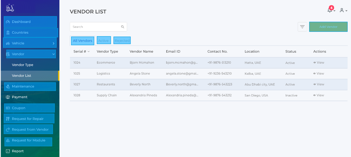 Fleet Management Software UI UX